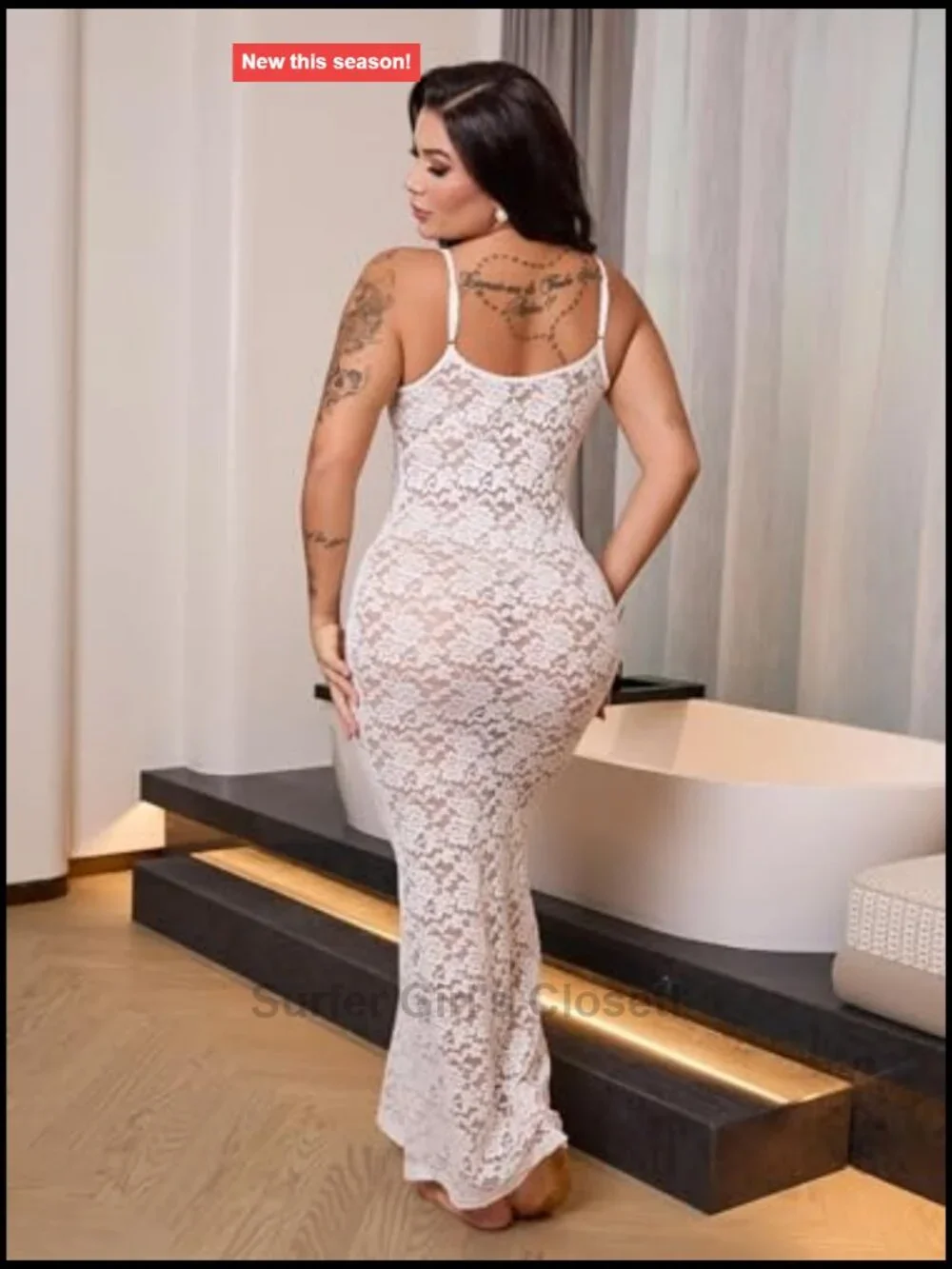 Sleeveless Lace Sheer Maxi Nightgown Bodycon Long Dress